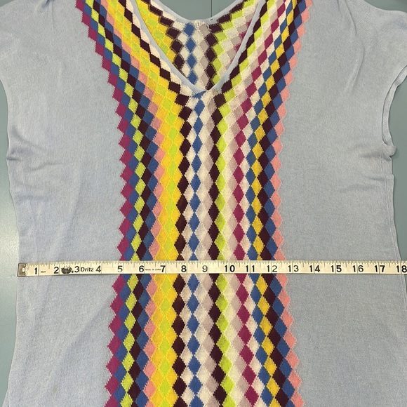 Knit Argyle Pattern Light Blue Tunic Top/Mini Dress Dolman Sleeves Small - Picture 12 of 14